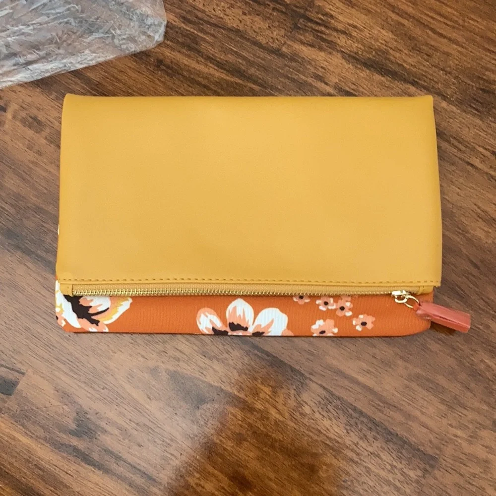 NEW Rachel Pally Reversible Vegan Leather Clutch Orange Handbag Bag NWT